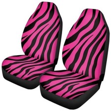 Car Seat Covers For Women 2 Pieces Car Front Seat Covers Pink Zebra Stripes