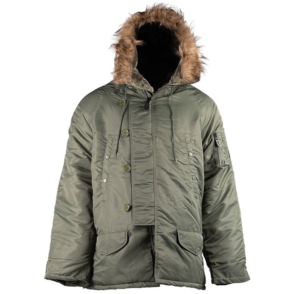 N3B Polarparka Parka Oliv XS-XXL Winterjacke Mantel Mit Fellkapuze Polarjacke-image