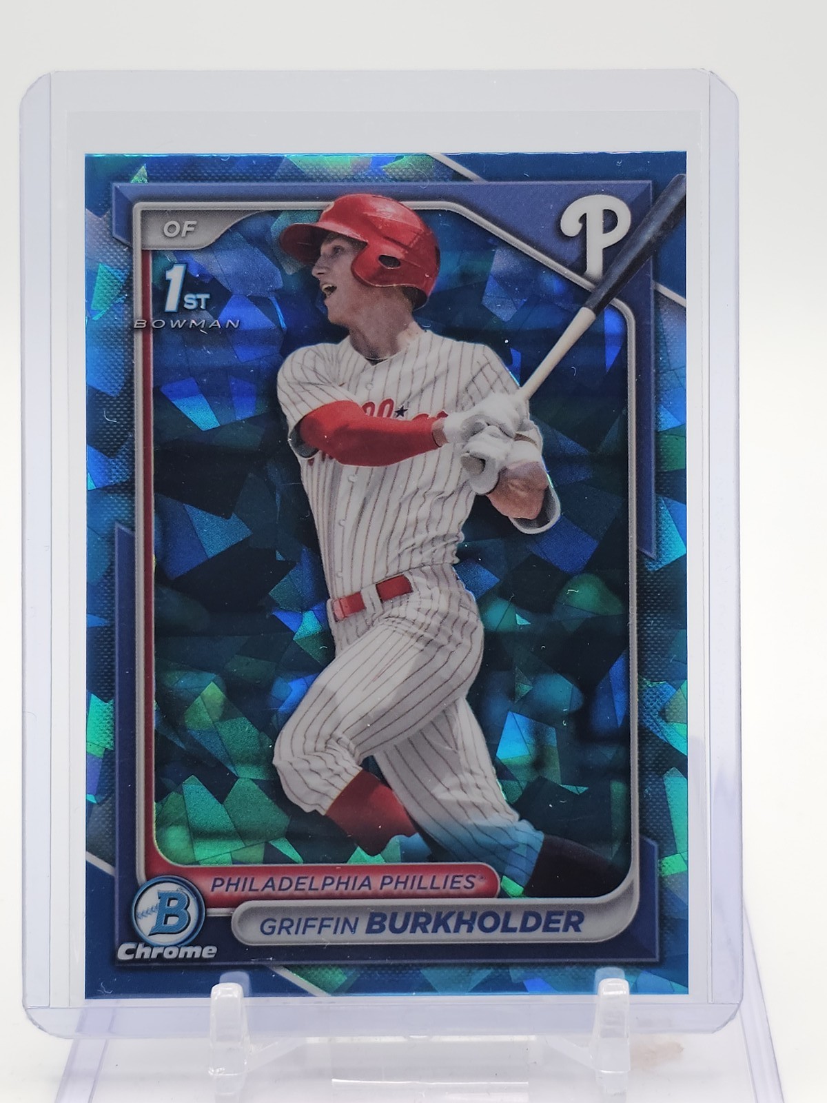 GRIFFIN BURKHOLDER 2024 BOWMAN CHROME BLUE SAPPHIRE REFRACTOR 1ST ROOKIE Q6990