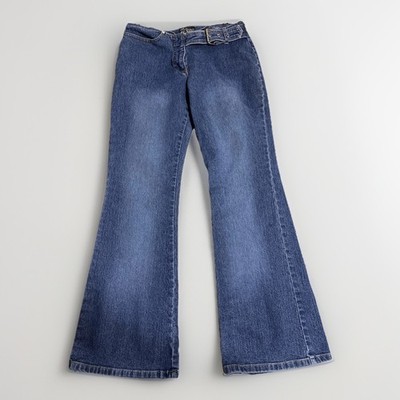No Boundaries Juniors Size 9 Blue Flare Stretch Jeans Zip/Belt Closure 30x30