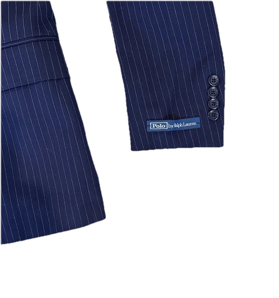 Polo RALPH LAUREN Navy White Silk Wool Blend 3 Piece Suit Size 38L Italy💥NWT💥 image 4