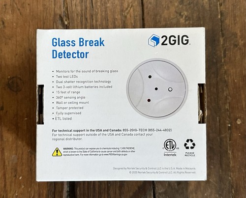 2GIG-GB1-345 Wireless Glass Break Detector 360 Degree Sensing Angle New - Picture 3 of 4