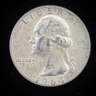 1964 Washington Quarter 90% Silver $0.25 FV Circulated Pre-1965 US Coin - 21-84