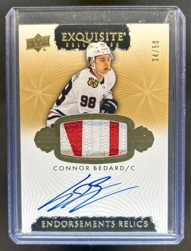 2023-24 The Cup Connor Bedard Exquisite Endorsements Rookie Patch Auto #/50