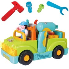 Toddler Tool Set Toy Trucks Kids Mechanic Workbench Take Apart Musical Toolbo...