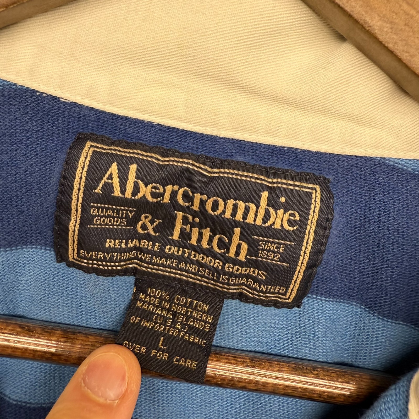 Vintage Abercrombie Fitch Rugby Shirt Men's large Blue Colorblock Boxy Crop y2k