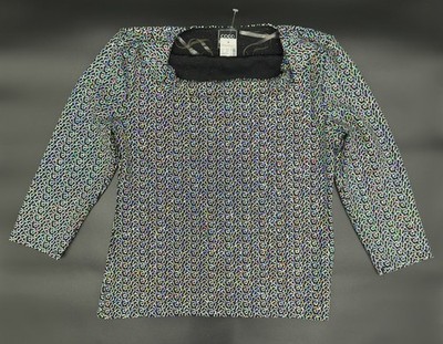 NWT Coco Bianco Womens M Multicolor Rainbow Glitter Cowl Neck Top Metallic