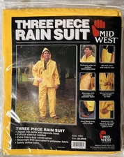 NEW! Mid West Contractor Weight Three Piece Rain Suit Size XL *FREE SHIPPING*