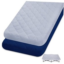 2 Pack Sheet for Regalo My Cot Portable Toddler Bed, Joovy Grey  Navy Blue