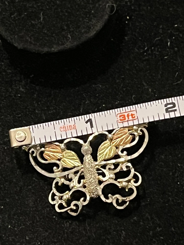 Broche colgante Landstroms Black Hills oro mariposa plata esterlina oro 12KT Foto 4 de 4