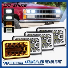 DOT 4PC 4x6" LED Headlights Hi/Lo Beam DRL For 1988 1989 chevy K1500 K2500 K3500