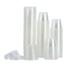 200-1oz Clear Polypropylene Small Plastic Containers  cups  with lids clear