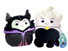 Squishmallows x Disney Maleficent  Ursula Cuddly Plush 2pc Set 6.5" NWT