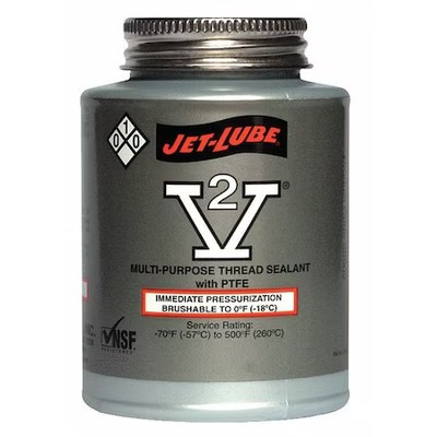 Jet-Lube 35502 Pipe Thread Sealant 8 Fl Oz, Brush-Top Can, V-2, Off-White,