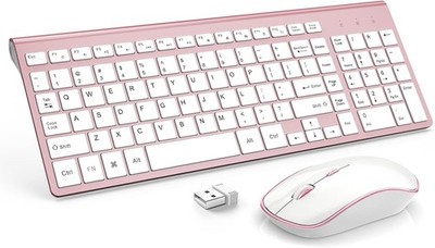 JOYACCESS Tastatur Maus Set Kabellos QWERTZ Deutsch 2.4GHz Rosa Neu
