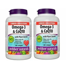 Webber Naturals Omega-3 & Coq10 with Plant Sterols, 200 Softgels (2 pk)