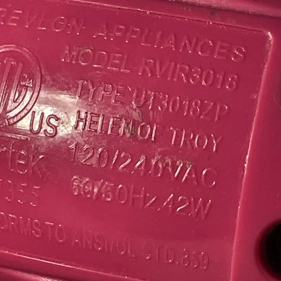 REVLON CURLING IRON Textured Tapered Hair STYLING WAND Pink On OFF Long Cord - Image 2 of 2