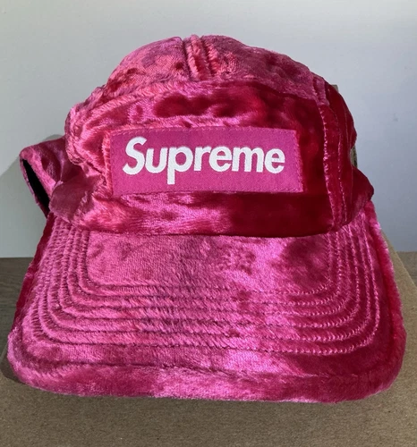 Casquette de camp Supreme en velours écrasé Ss22 rouge/rose