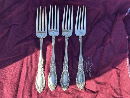 Towle Sterling Silver (.925) Forks Set of 4 Ornate Antique Design Post-1940