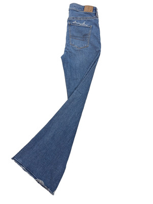 American Eagle Jeans Womens 4 High Rise Flare Leg Stretch Distressed