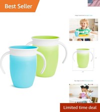 Toddler Miracle 360 Spill-Proof Cups, 2 Pack in Blue/Green - For 6 