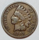 Indian Head Penny Lot of "1" VERY NICE 1909 GOOD OR BETTER°$ FREE SHIPPING $#225