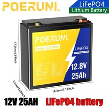 12V 25Ah LiFePO4 Deep Cycle Battery Rechargeable Battery BMS for Solar Camping