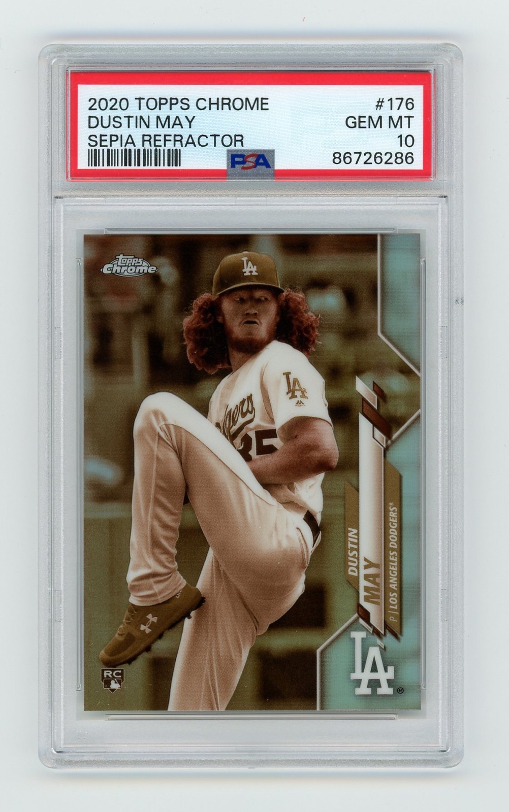 2020 Topps Chrome #176 Dustin May Sepia Refractor PSA 10