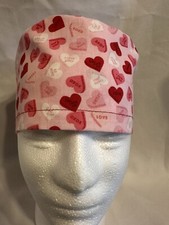 Men/Women Surgical Scrub Cap. Skull Cap. Valentine Hearts.