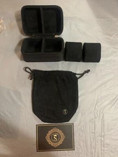 Sovereign leather watch travel case with hard case protection for 2 watches