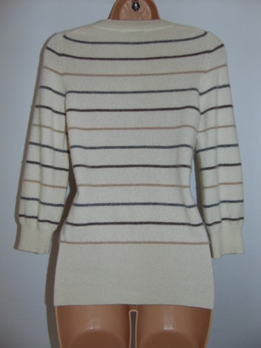 Maglione Marks & Spencer 100% cashmere a righe panna maglia fine, UK 12 - Foto 14 di 14