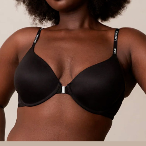 Lounge Smooth Front Fastening T-shirt Bra Size 32C Black Padded Cups RRP £35 image 3