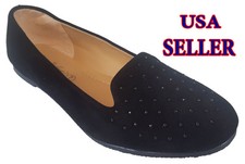 Womens Fashion Faux Suede Stylish Black Ballet Flats Decorated With Black Studs