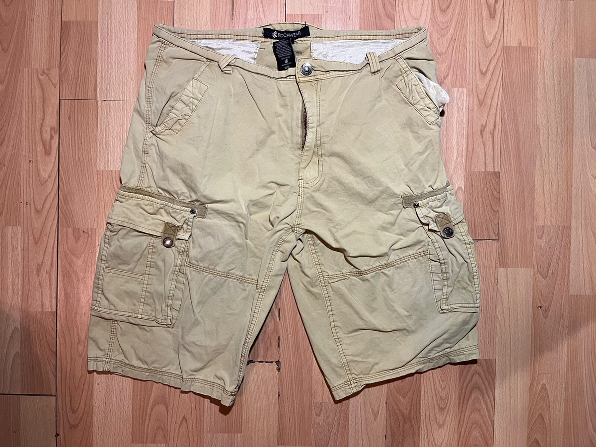 Rocawear Cargo Shorts Mens 36 Beige Pockets Logo Outdoors eBay