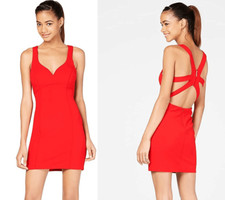 NWT B. Darlin Strappy V-Neck Sexy Back Clubwear Party Red Hot Dress SIZE M