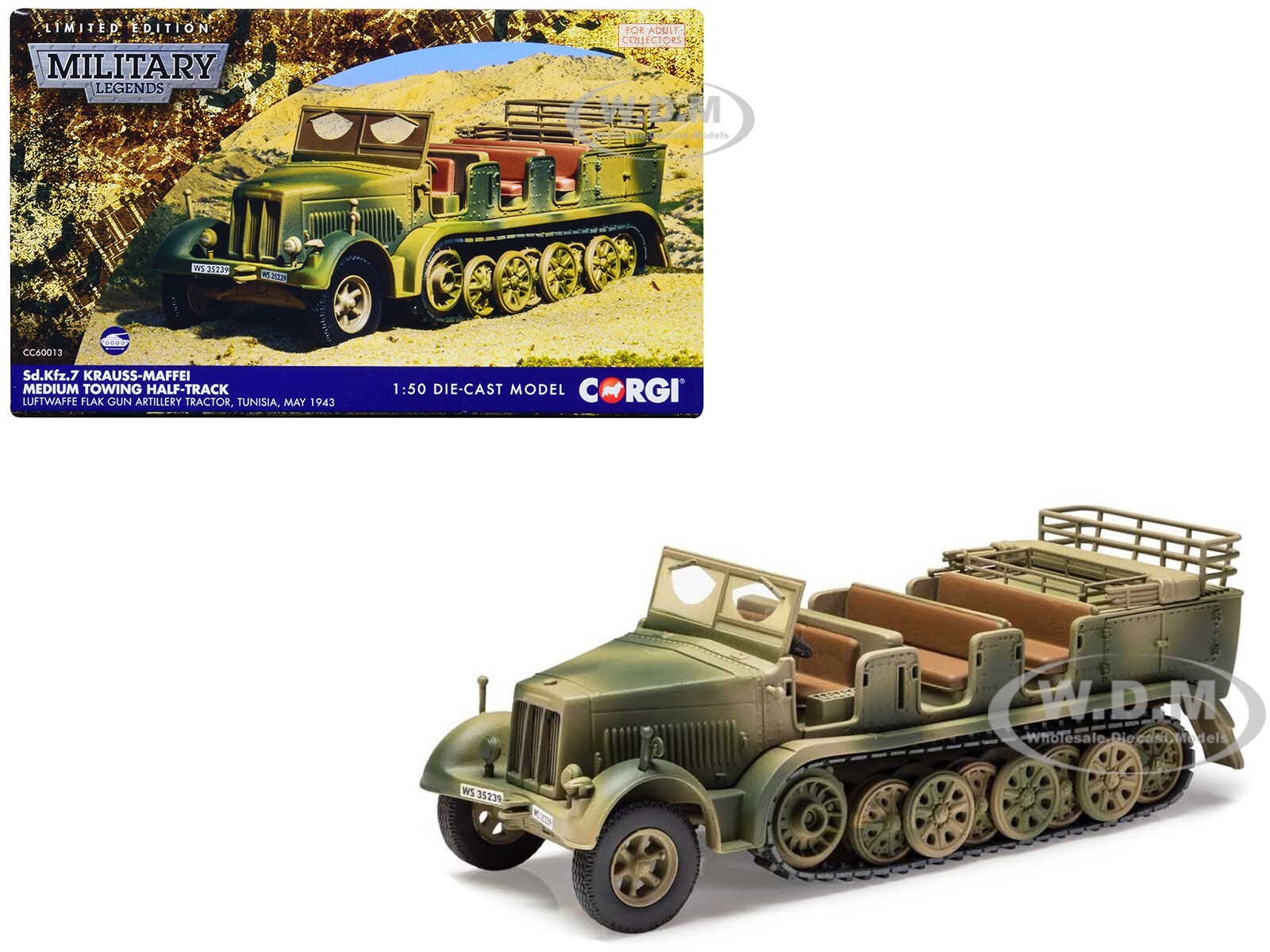 ПОЛУГУСЕНИЧНЫЙ ТЯГАЧ KRAUSS-MAFFEI SDKFZ7 НЕМЕЦКОЙ АРМИИ 150 CORGI CC60013 14190₽
