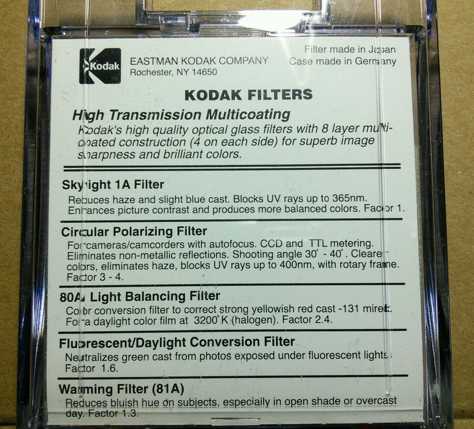 Kodak 58mm Fluorescent Daylight Conversion FLD Lens Filter FL-Day FL-D  - Image 3 of 4