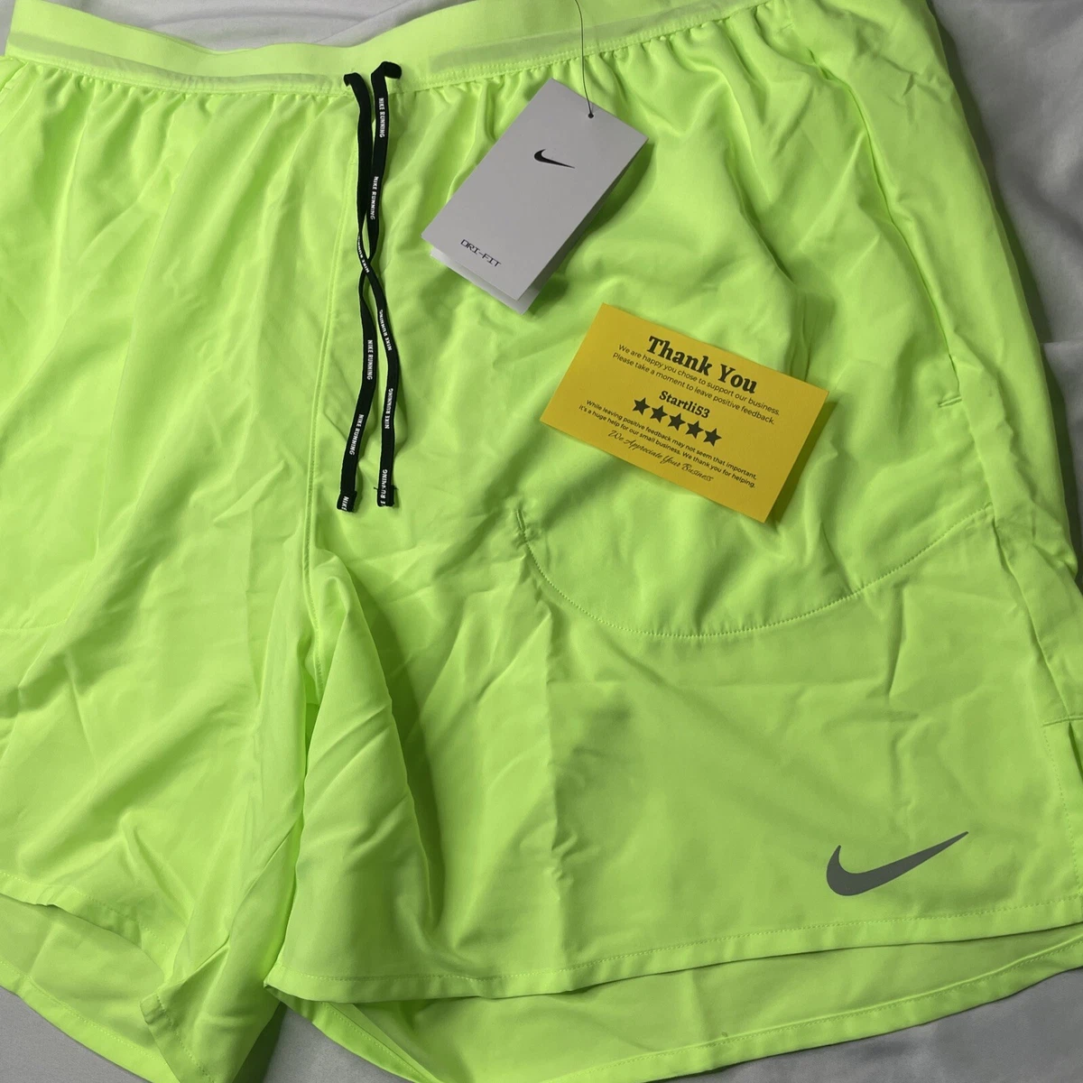 Nike Running Shorts Mens 2XL Bright Green Yellow Standard Fit  