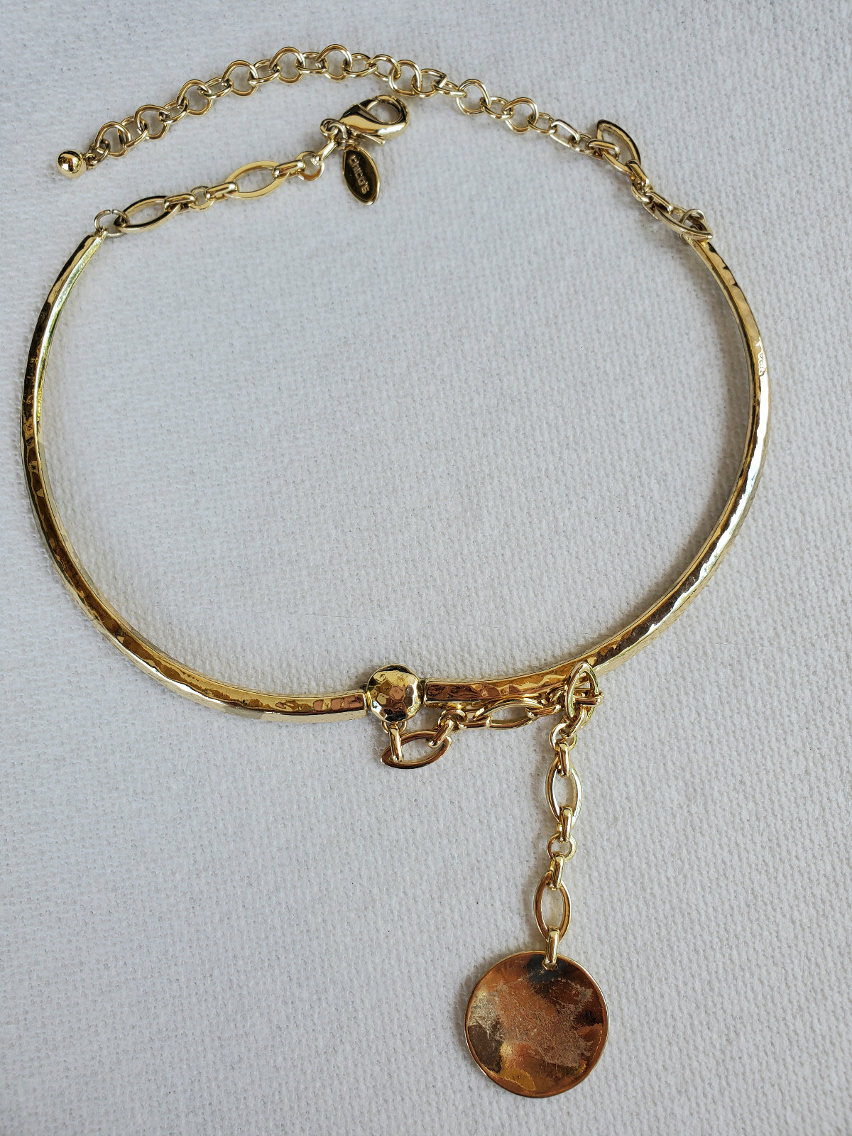 Signed CHICOS Gold Split Circle Bar Statement Nec… - image 5