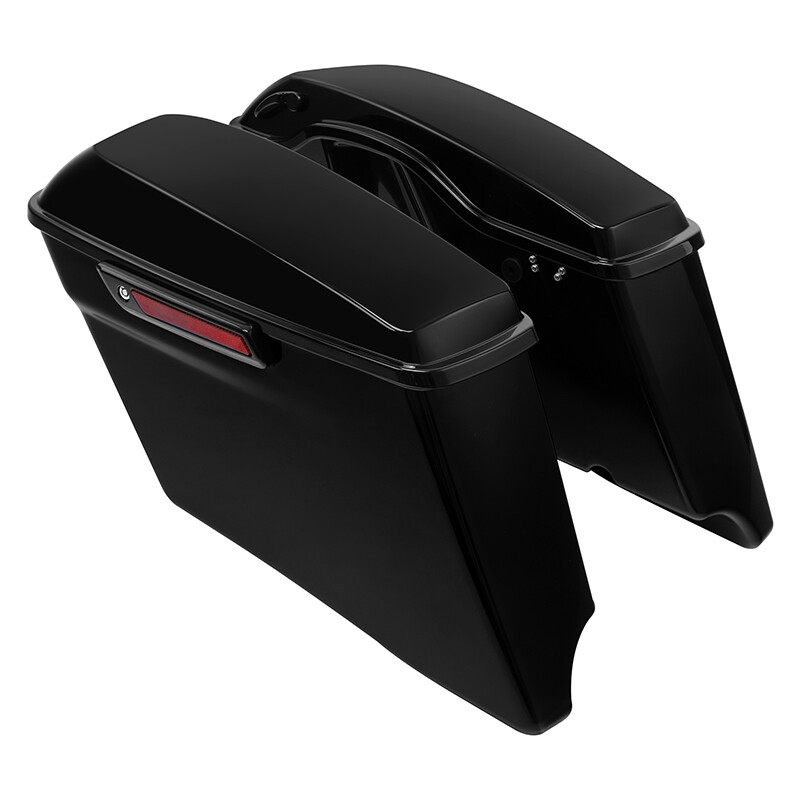 Vivid Black 4'' Stretched Extended Hard Saddle Bags Fit For Harley