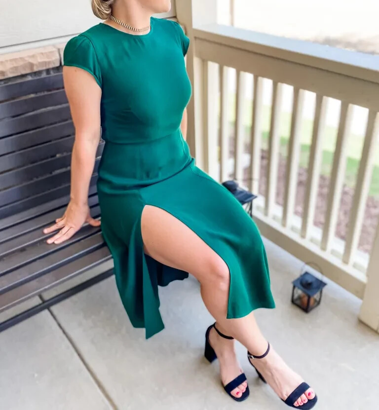 green gavin fringe midi dress Boulevarde Fringe Trim Mini Dress Dark Green main image 0