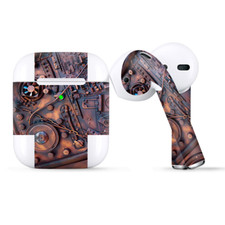 Skins Wraps compatible for Apple Airpods Steampunk Metal Panel Vault Fan Gear