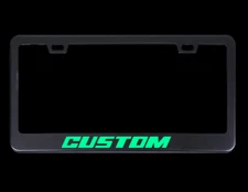Glowing Custom Name Car Licesnse Plate Frame Black Steel W/ Screws and Caps