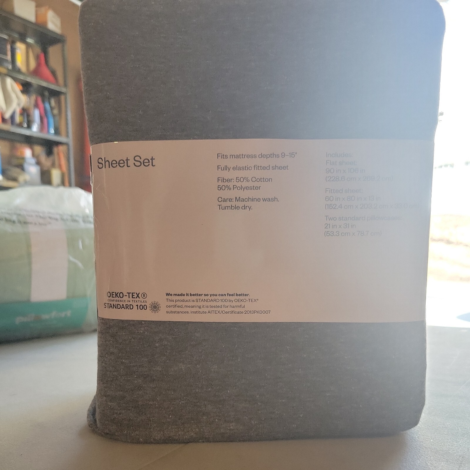 Room Essentials Queen Solid Gray Jersey Sheet Set eBay