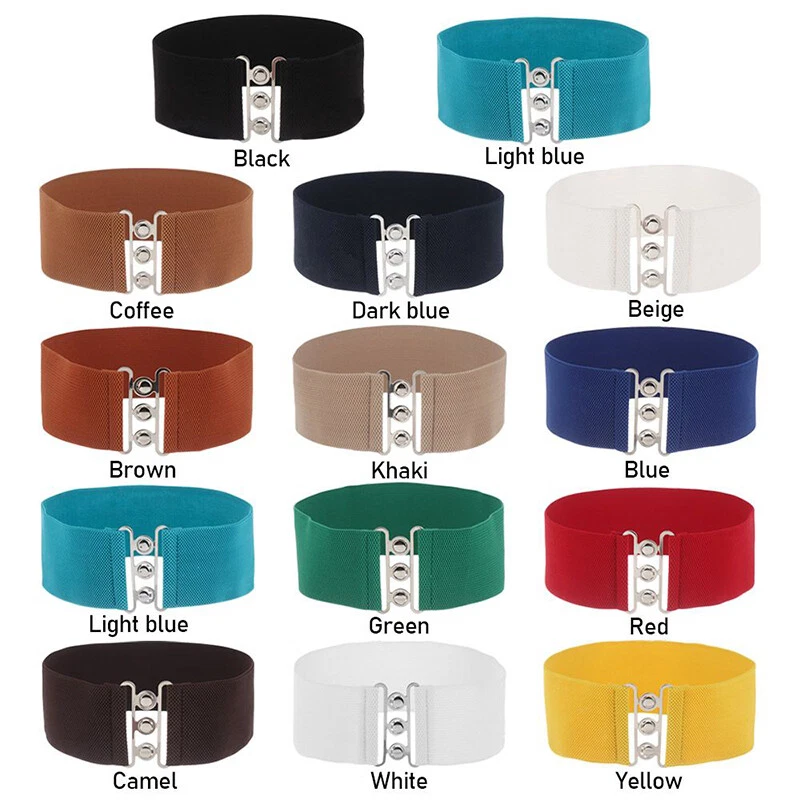 Mujeres Elástico Cintura Ancha Cinturón Hebilla Ancho Elástico Corsé Cintura Vestido Cintura⇓ Foto 3 de 4