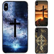 jesus Cross God christian For Apple iPhone SE 11 12 13 14 15 16 Hard Black Cover
