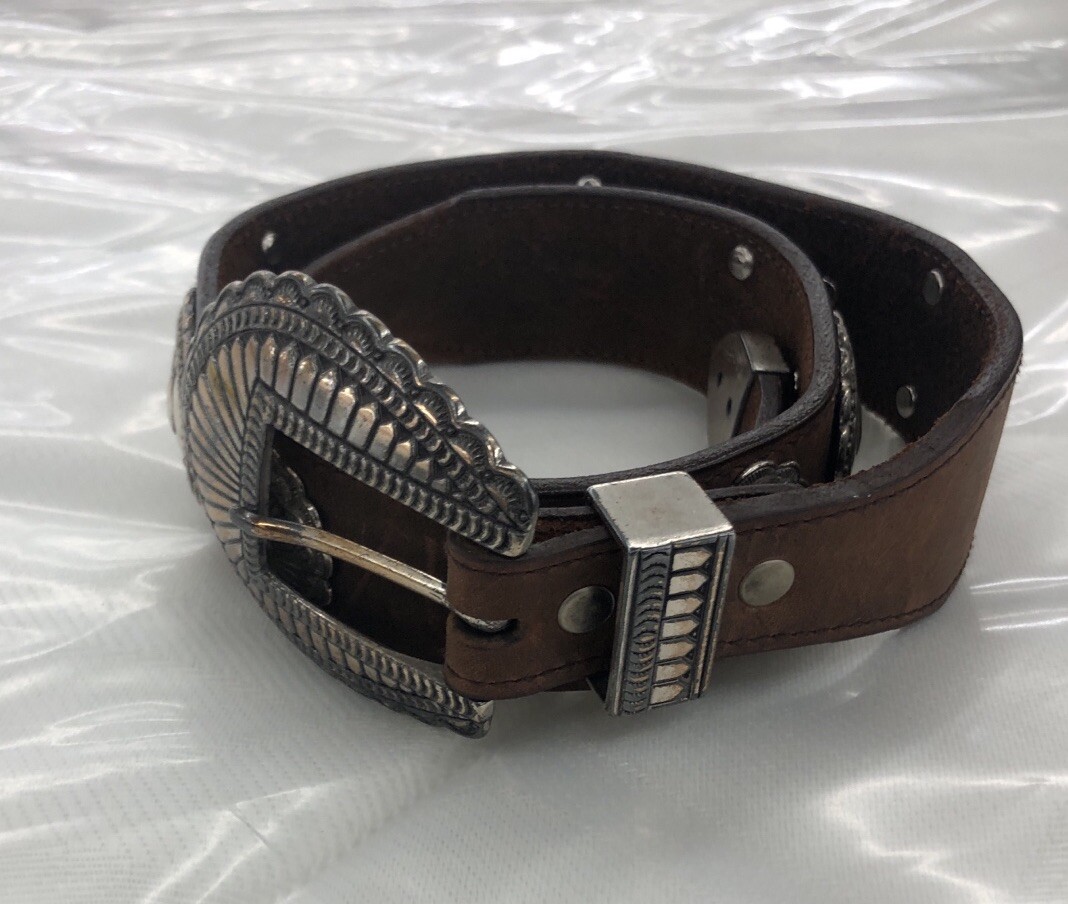 ビリーベルトカリフォルニア/ビンテージ Billy Belts California Vintage Western Leather Belt Black Silver