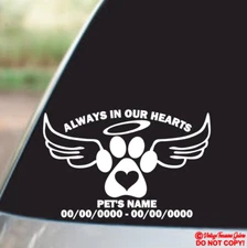 CUSTOM PERSONALIZED NAME TEXT LOVING MEMORY PET DOG CAT VINYL DECAL CAR STICKER