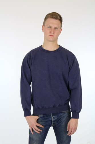 Mens Light Navy 100% Cotton Heavy Crew Neck Sweatshirt - Made in Canada - Picture 6 of 13