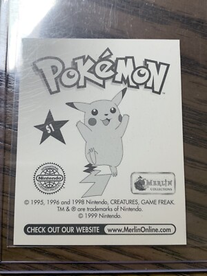 1999 Pokemon Merlin Stickers Pikachu Special Glitter Holo S1 Pika
